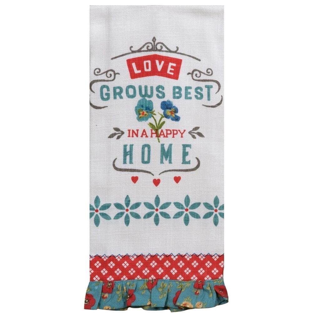 Kay Dee Designs LOVE GROWS BEST IN A HAPPY HOME Cotton Kitchen Tea Towel NEW